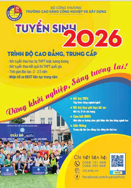 THÔNG BÁO TUYỂN SINH TRÌNH ĐỘ TRUNG CẤP, CAO ĐẲNG 